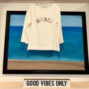 LOFT Cream Long Sleeve Top